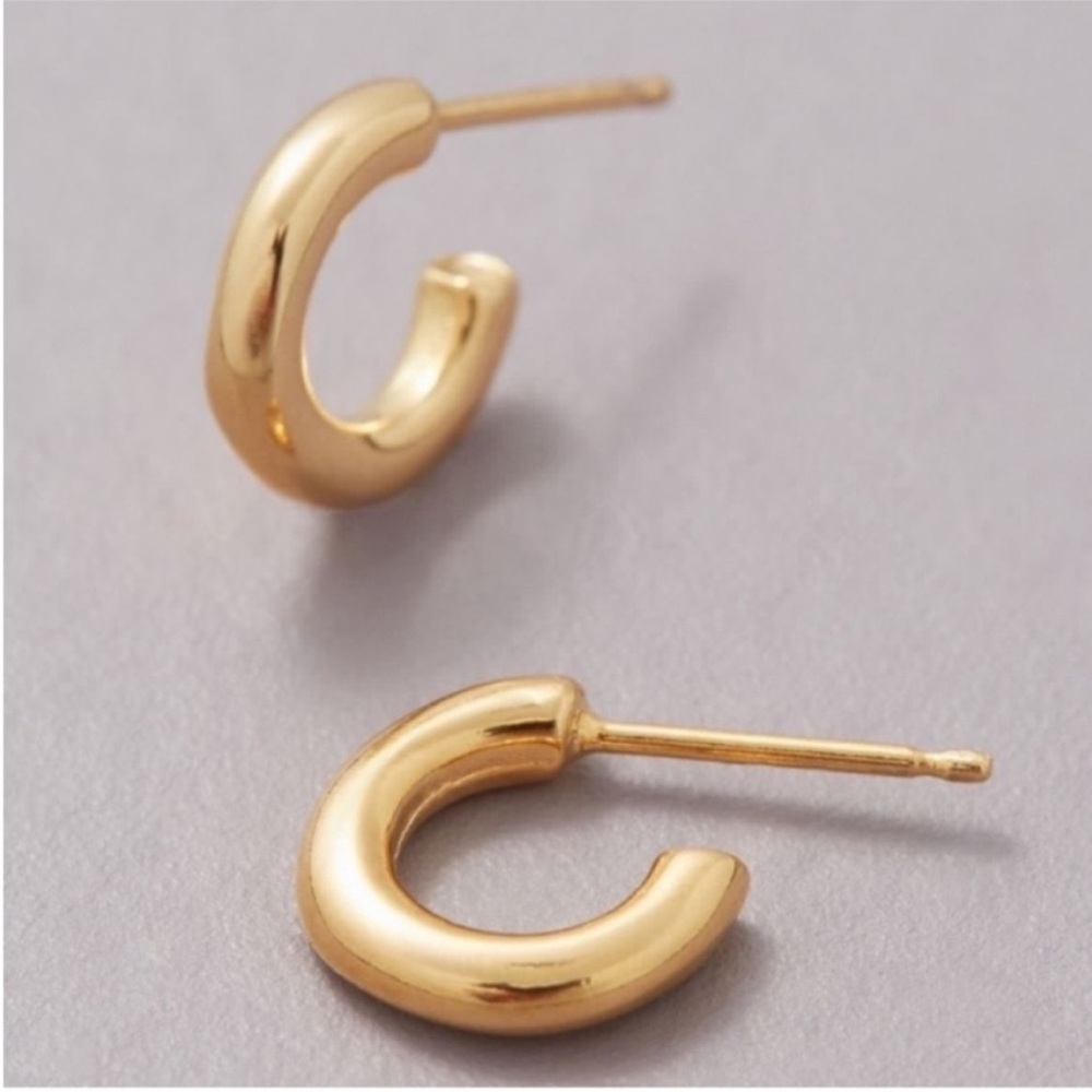 14K Gold Plated Chunky Mini Gold Hoop Earrings